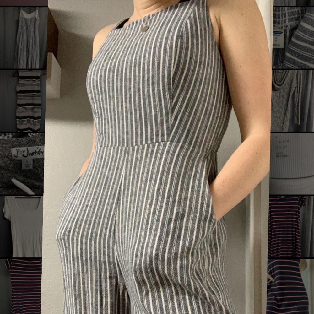 Denim Striped Jumpsuit Old Navy Size Small